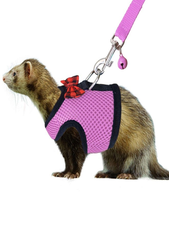 Rypet Small Animal Harness and Leash - Soft Mesh Pet Harness with Safe Bell, No Pull Comfort Padded Vest for Small Pet Pink - Image 1